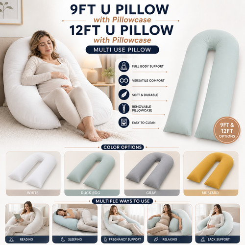 9ft 12ft shaped pillow with - 9ft/12ft, u